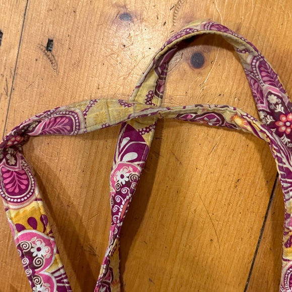 Bali Gold Floral Quilted Tote Bag Yellow and Pink vintage Boho Retired Bag - Picture 9 of 17